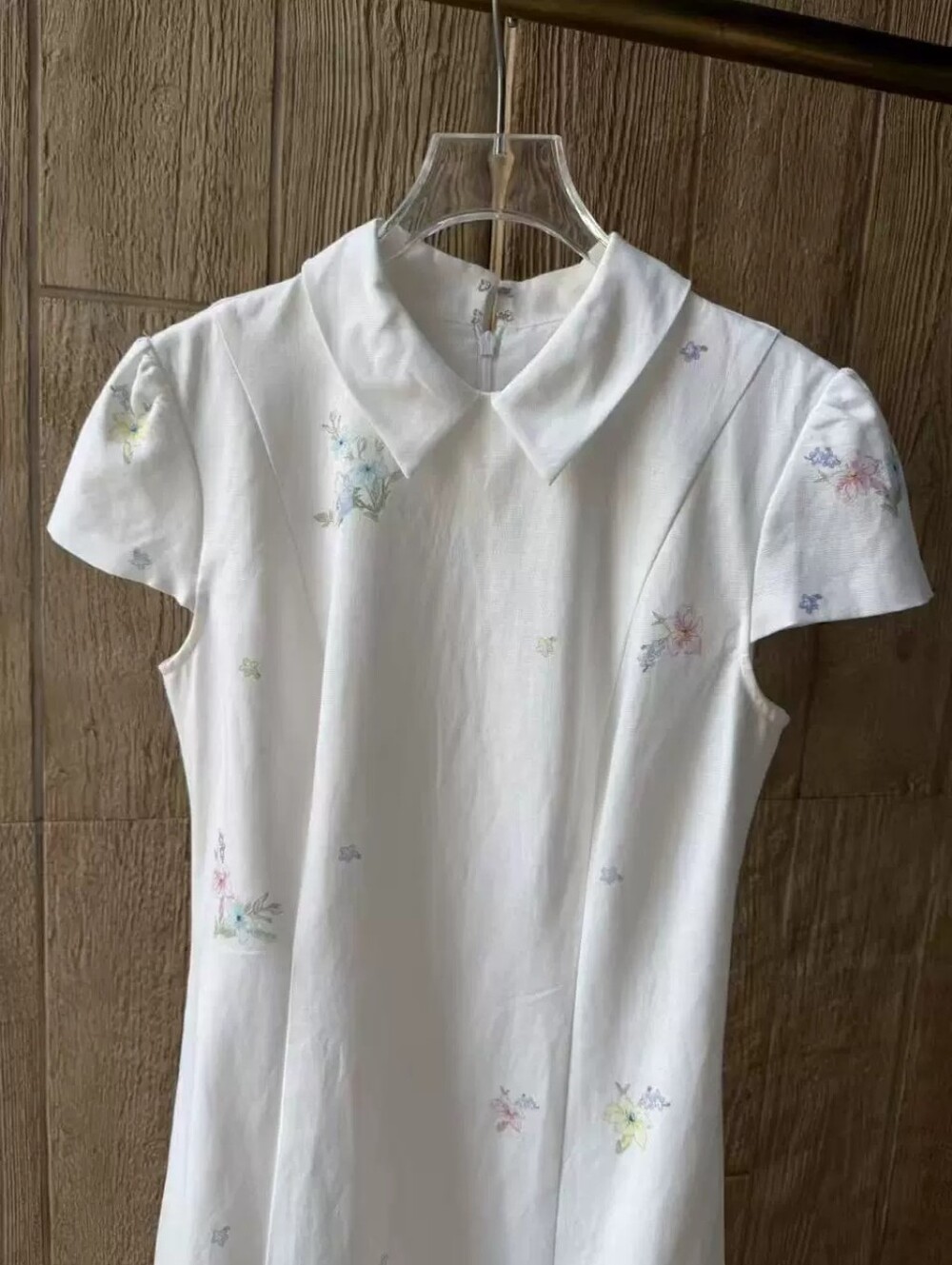 Self Portrait White Floral Linen Blend Midi Dress - Picture 7 of 11